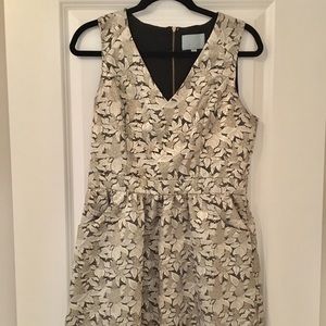 Skies Are Blue Gold Metallic Dress with Pockets M